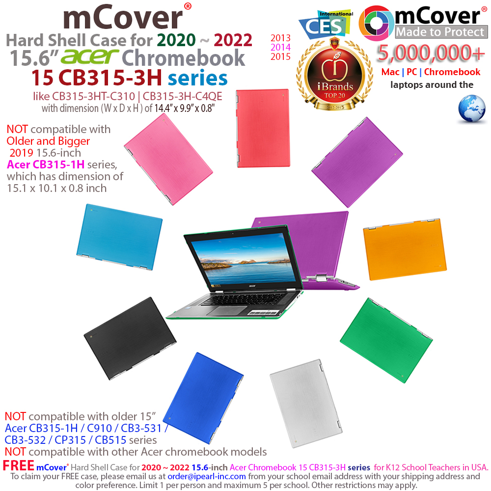 mCover Hard Shell case for Acer Chromebook 15 CB315-3H series chromebook