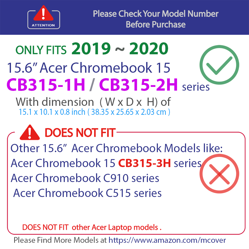 mCover Hard Shell case for Acer Chromebook 15 CB315 series chromebook