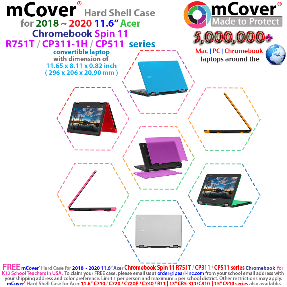 mCover Hard Shell case for Acer Chromebook Spin 11 R751T CP311 CP511 series 	laptop