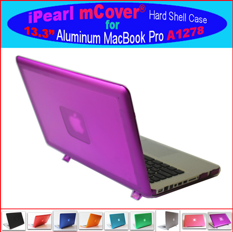 Purple hard shell case for
 			Unibody MacBook