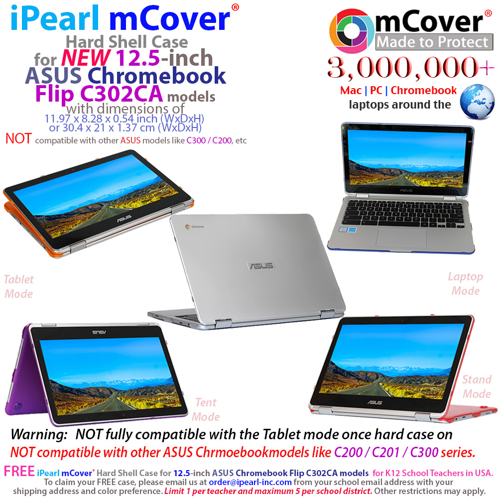 mCover Hard Shell case for 12.5-inch ASUS Chromebook Flip C300CA Series