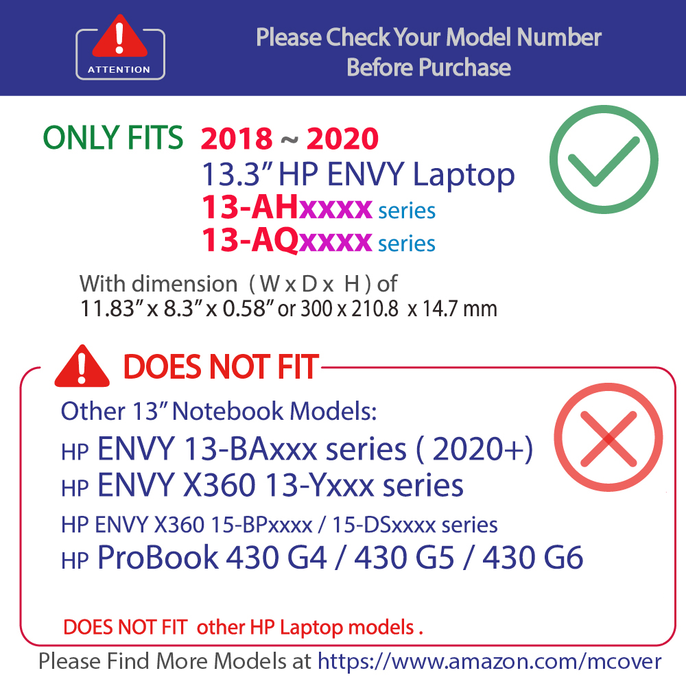 mCover Hard Shell case for 13.3" HP ENVY 13-AQxxxx 13-AHxxxx series