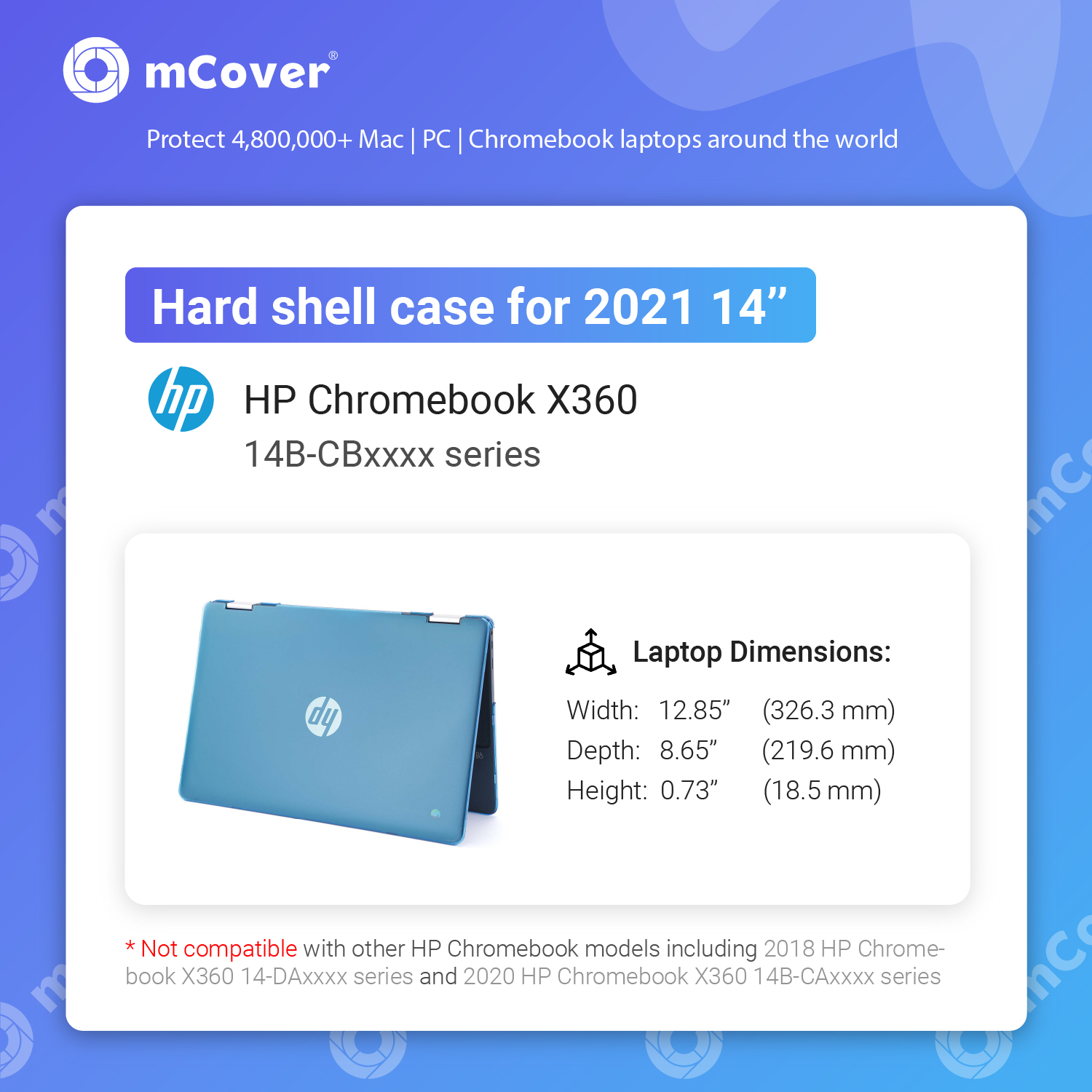 mCover Hard Shell case for 14-inch HP Chromebook X360
14b-CB series