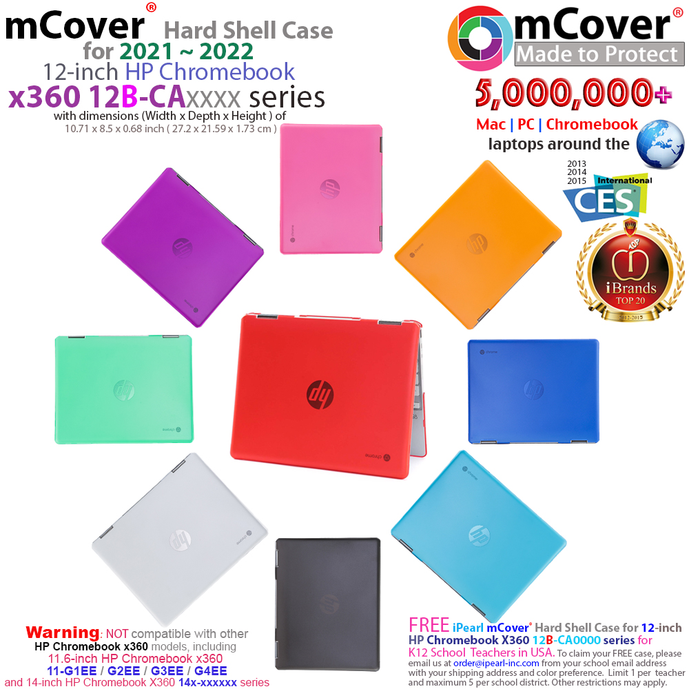 mCover Hard Shell case for 12-inch HP Chromebook X360 12B-CA series