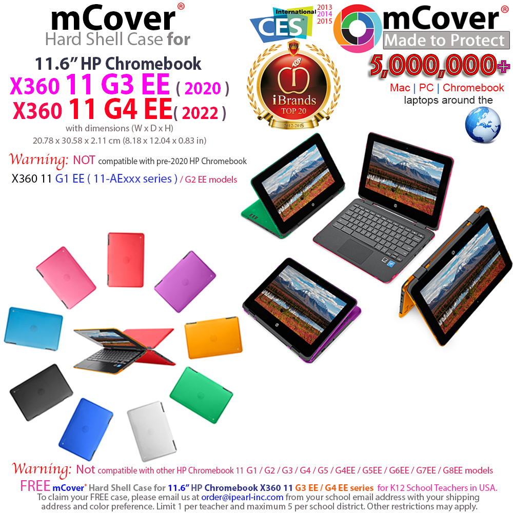 mCover Hard Shell case for 	HP Chromebook X360 11 G3 EE 11.6-inch