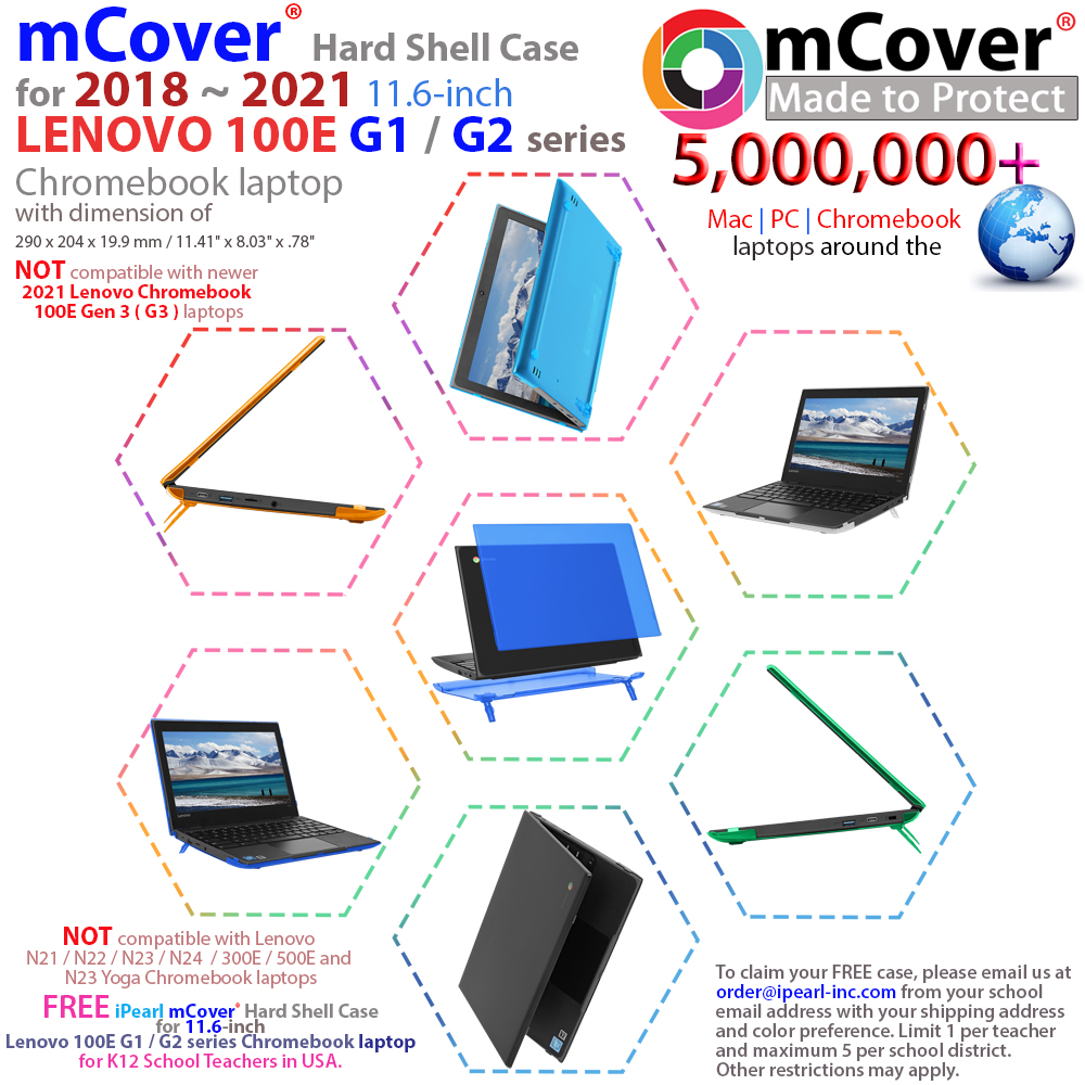 mCover Hard Shell case for Lenovo 100E G1 G2 series Chromebook laptop