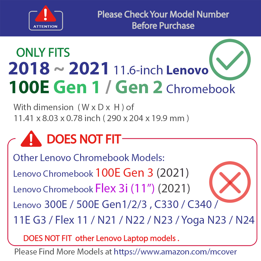 mCover Hard Shell case for Lenovo 100E series Chromebook laptop