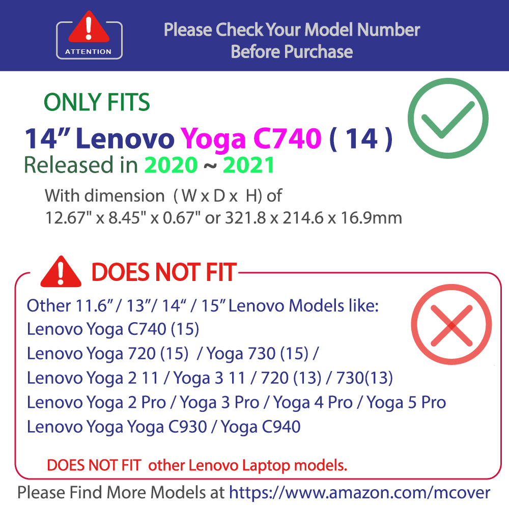mCover Hard Shell case for Lenovo Yoga C740 14-inch