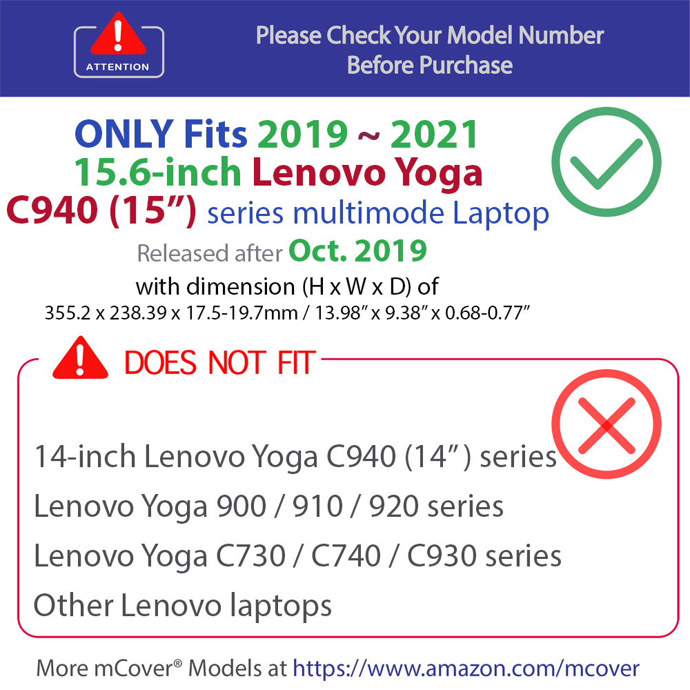 mCover Hard Shell case for Lenovo Yoga C940 15-inch