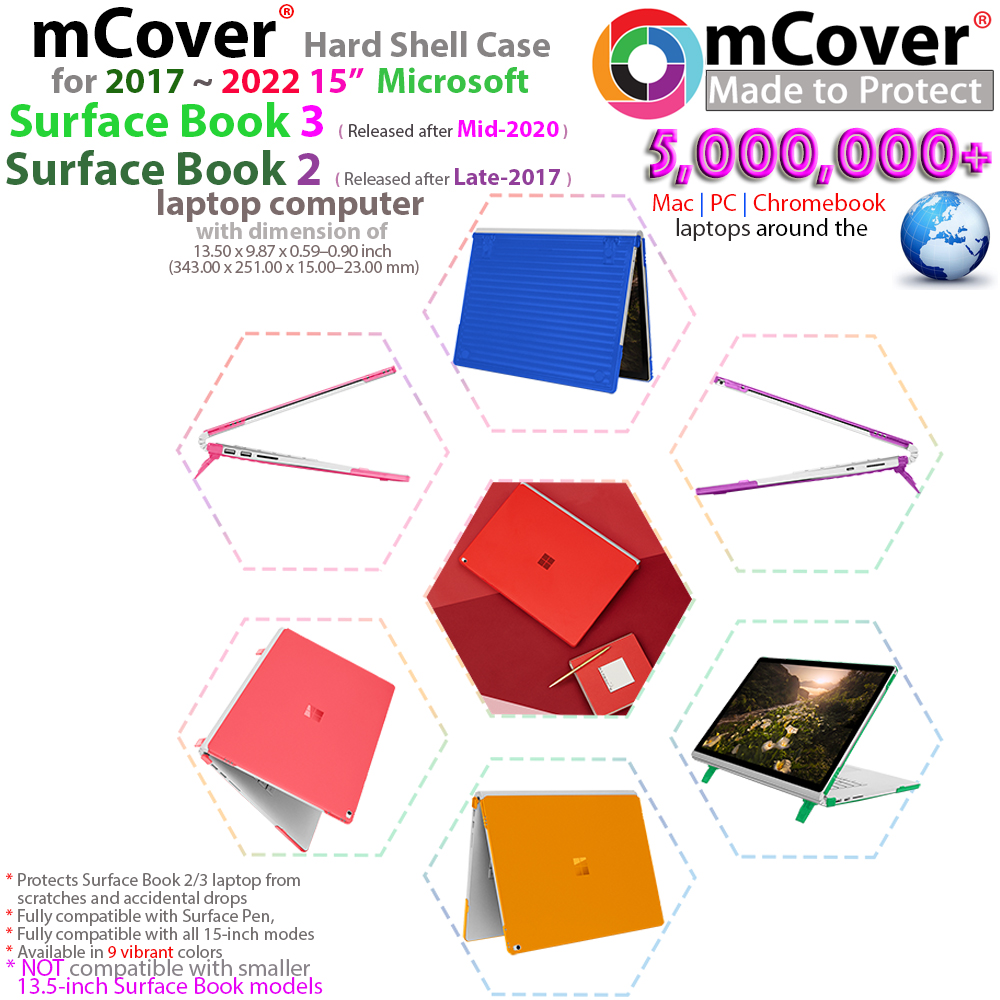 mCover Hard Shell case for 	15-inch Microsoft Surface Book 2 laptop computer