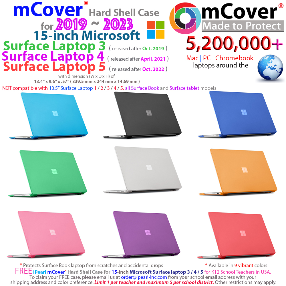 mCover Hard Shell case for 15-inch Microsoft Surface laptop 4 computer