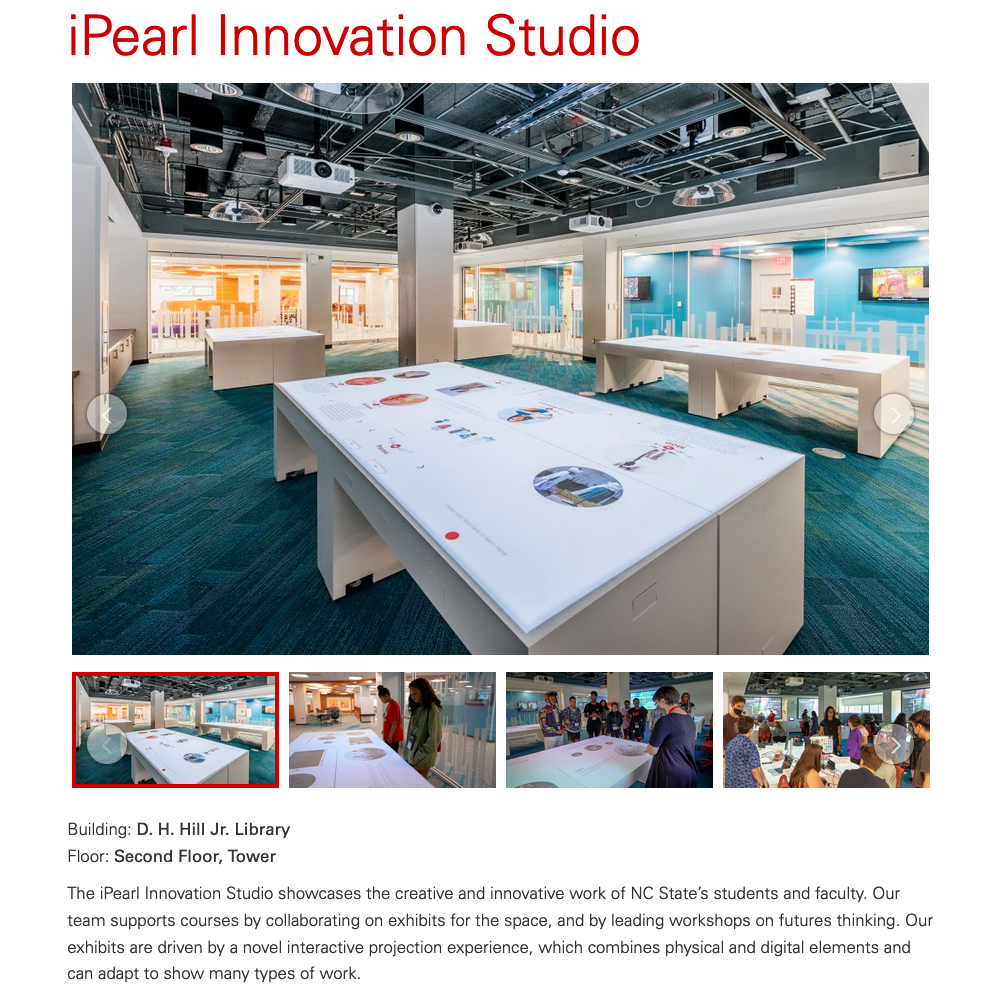 iPearl Innovation Studio in NCSU Hills Library