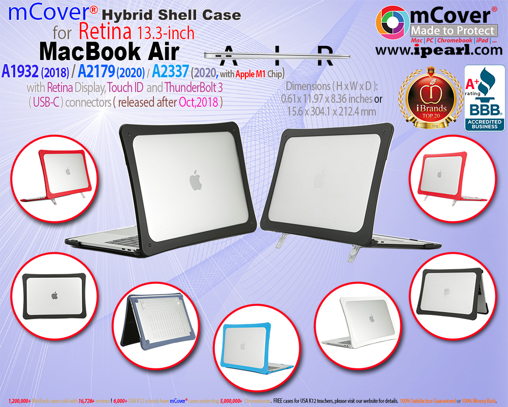 mCover Hybrid case for MacBook Air A1932 13-inch with Retina Display and Touch Bar