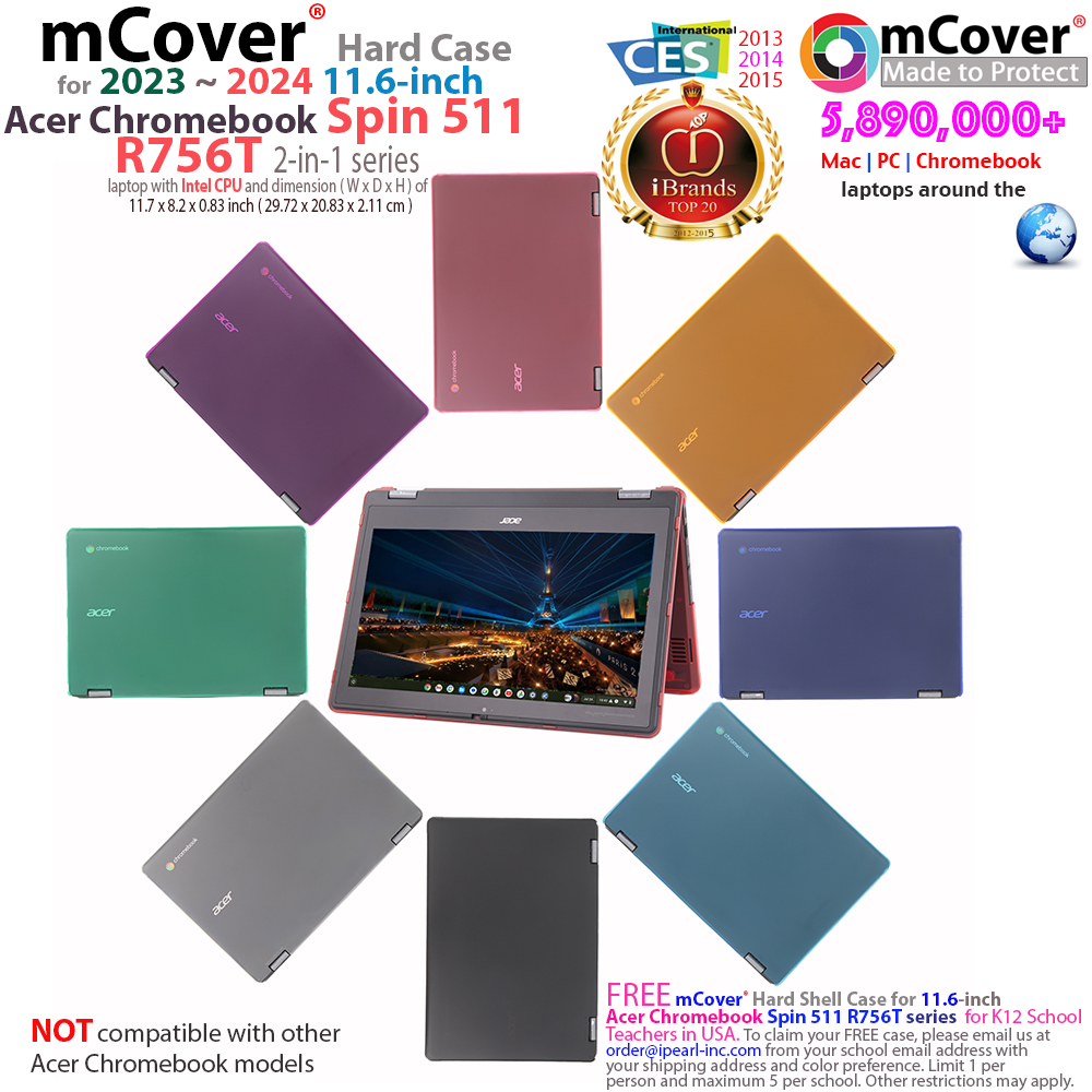 mCover Hard Shell case for Acer Chromebook Spin 511 R756 series Laptops