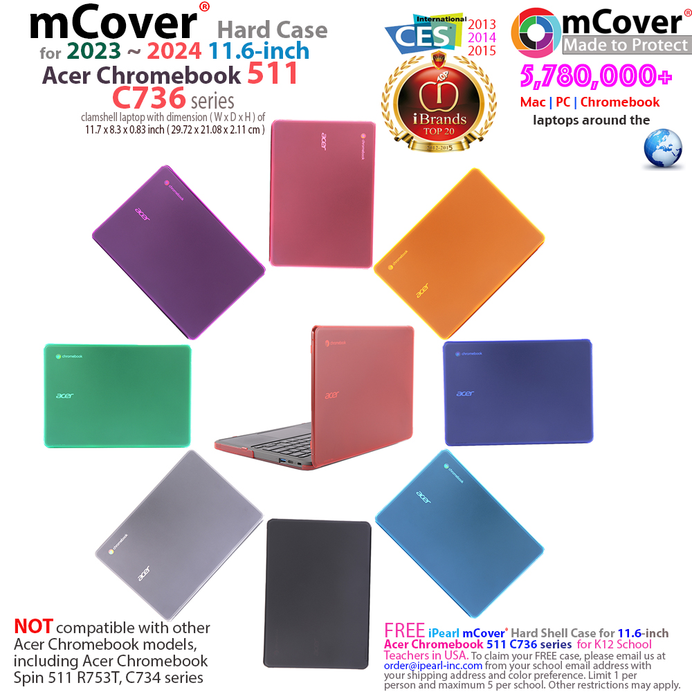 mCover Hard Shell case for Acer Chromebook 511 C736 series Laptops