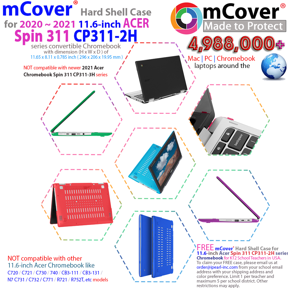 mCover Hard Shell case for Acer Chromebook Spin 311 CP311-2H series