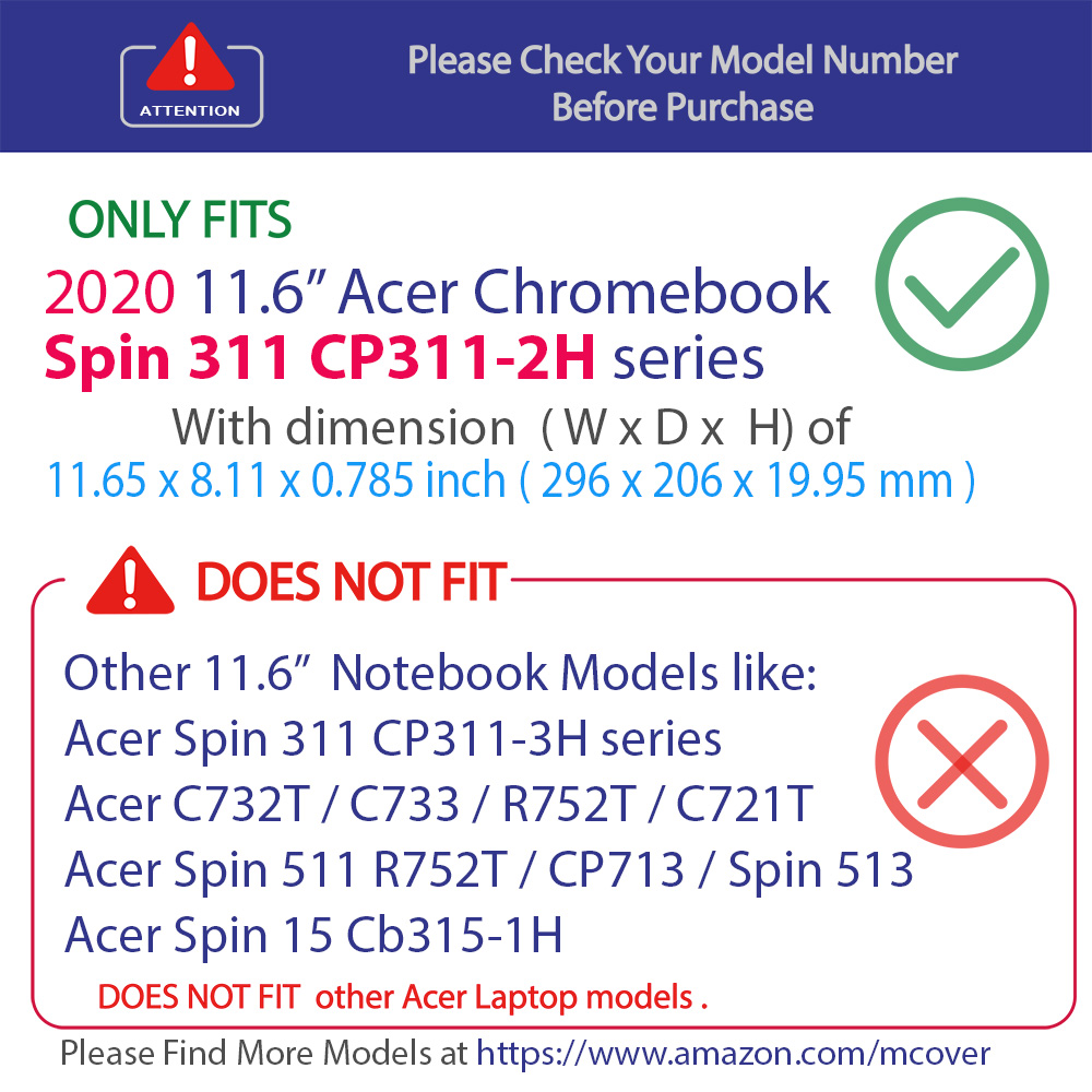mCover Hard Shell case for Acer Chromebook Spin 311 CP311-2H series