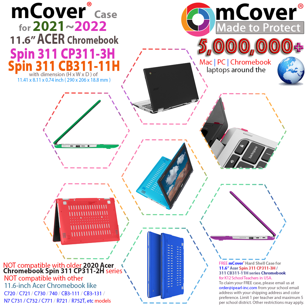 mCover Hard Shell case for Acer Chromebook Spin 311 CP311-3H series