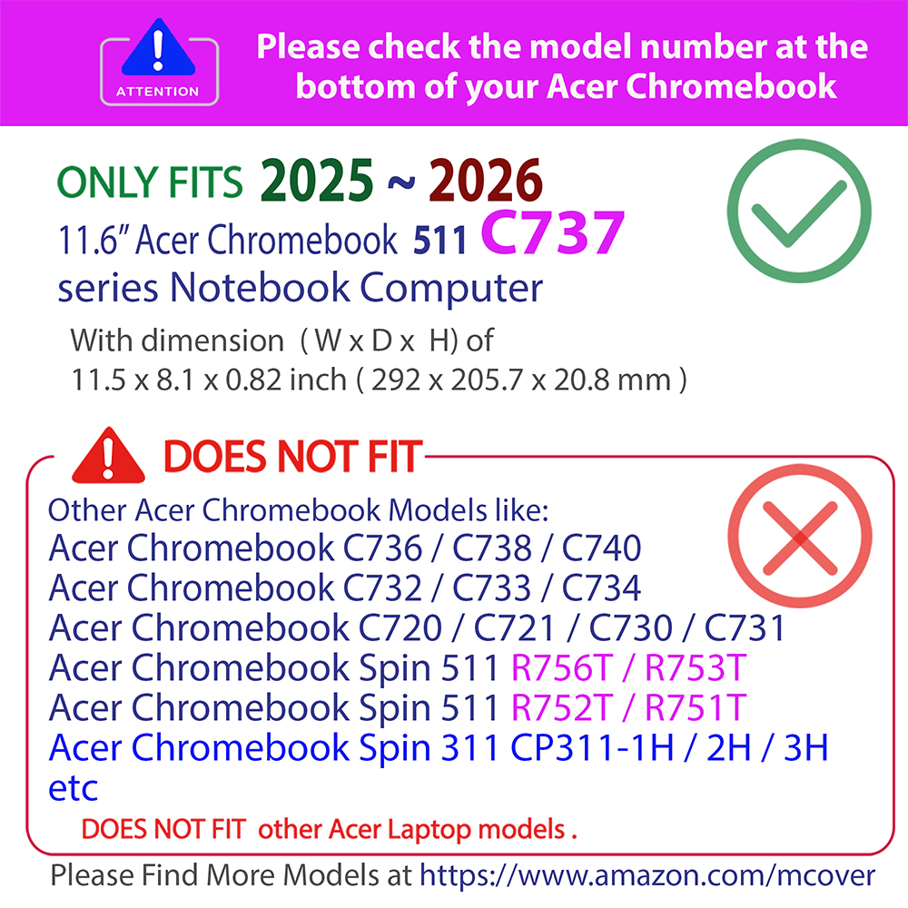 mCover Hard Shell case for Acer Chromebook 511 C737 series clamshell Laptops
