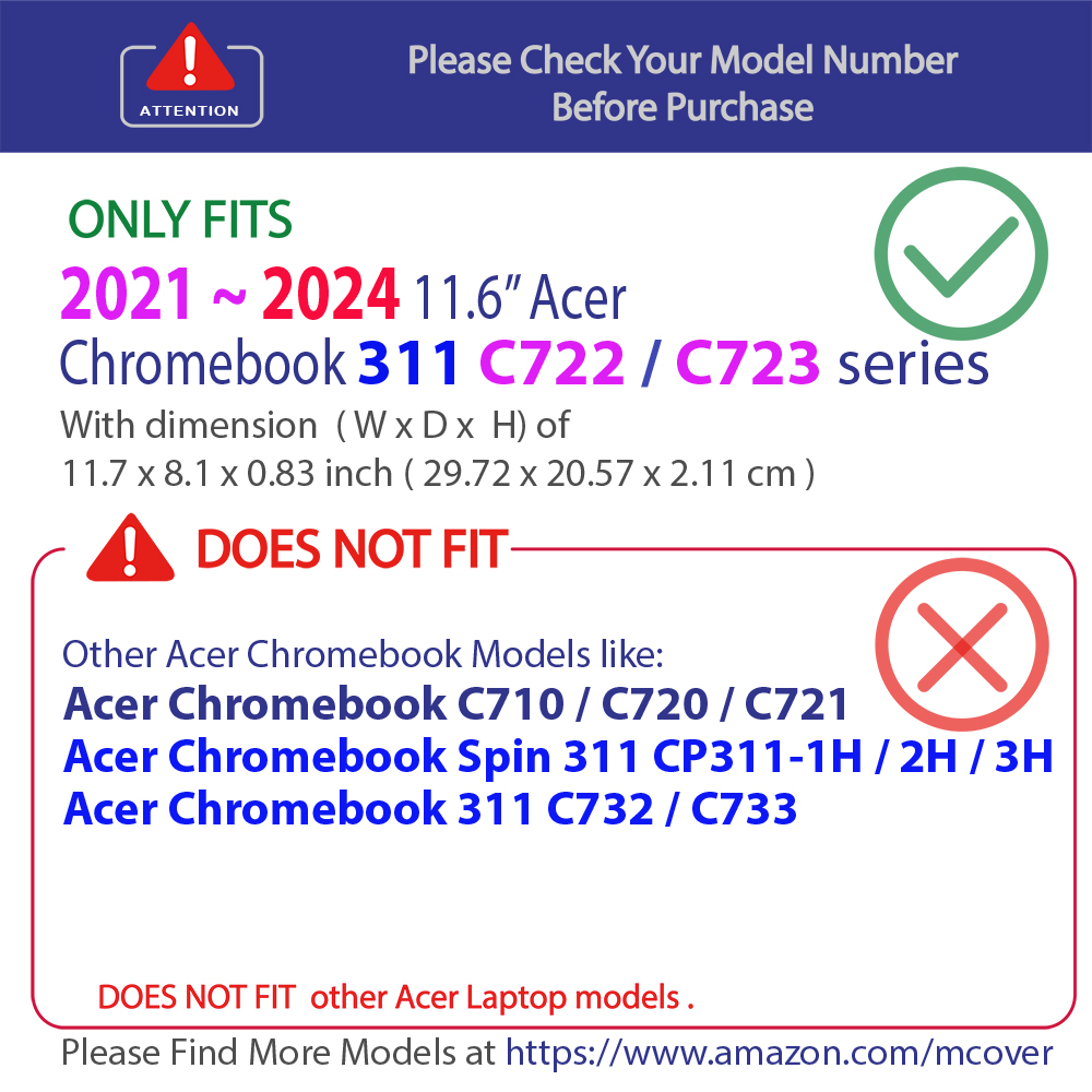 mCover Hard Shell case for Acer Chromebook 311  C722 series