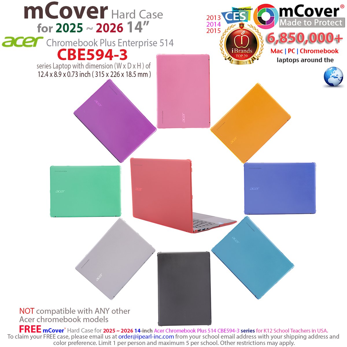 mCover case for 14-inch Acer Chromebook Plus 514 CBE594-3 series laptop