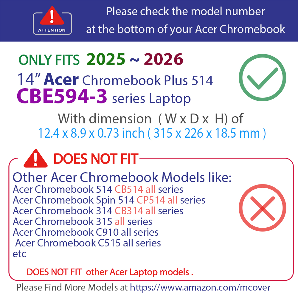 mCover case for 14-inch Acer Chromebook Plus 514 CBE594-3 series laptop