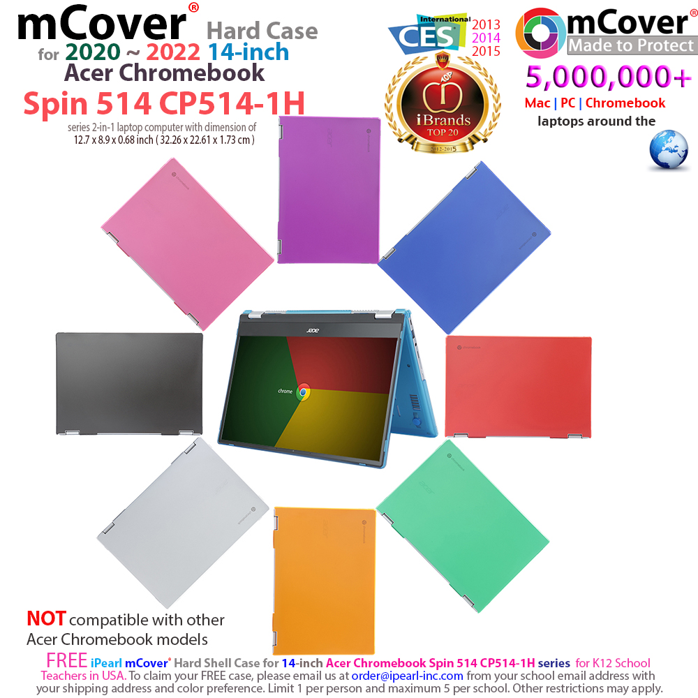 mCover Hard Shell case for 2021 Acer Chromebook Spin 514 CP514-1H series Laptops