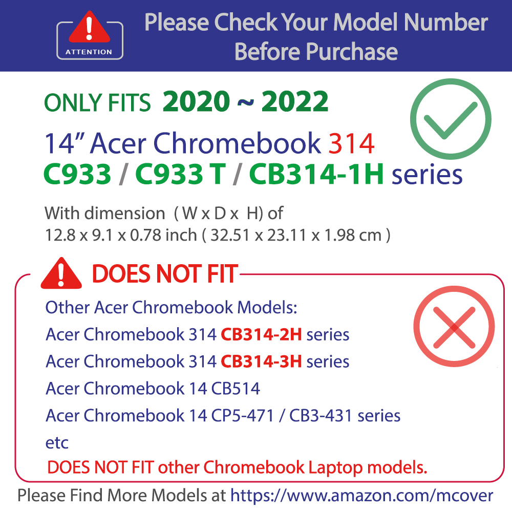 mCover Hard Shell case for 	Acer Chromebook 14 CB314 C933 series