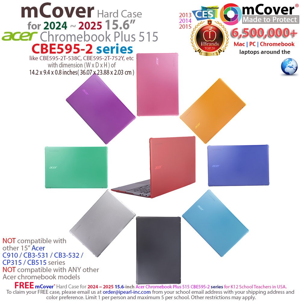 mCover case for Acer Chromebook Plus 515 CBE595-2 series laptop