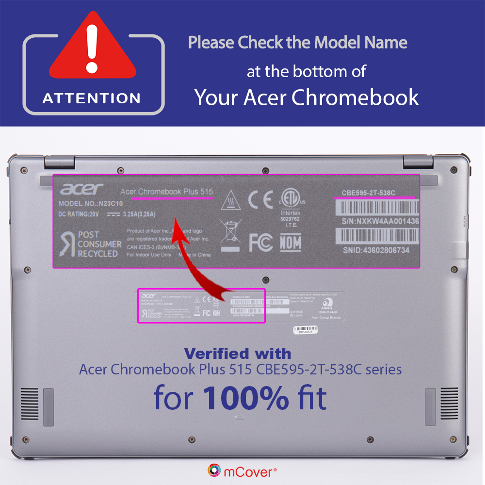 mCover case for Acer Chromebook Plus 515 CBE595-2 series laptop