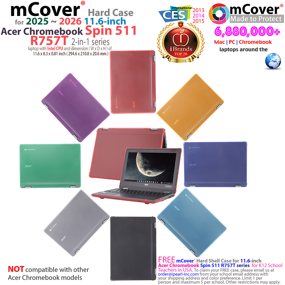 mCover Hard Shell case for Acer Chromebook Spin 511 R757 2-in-1 series Laptops