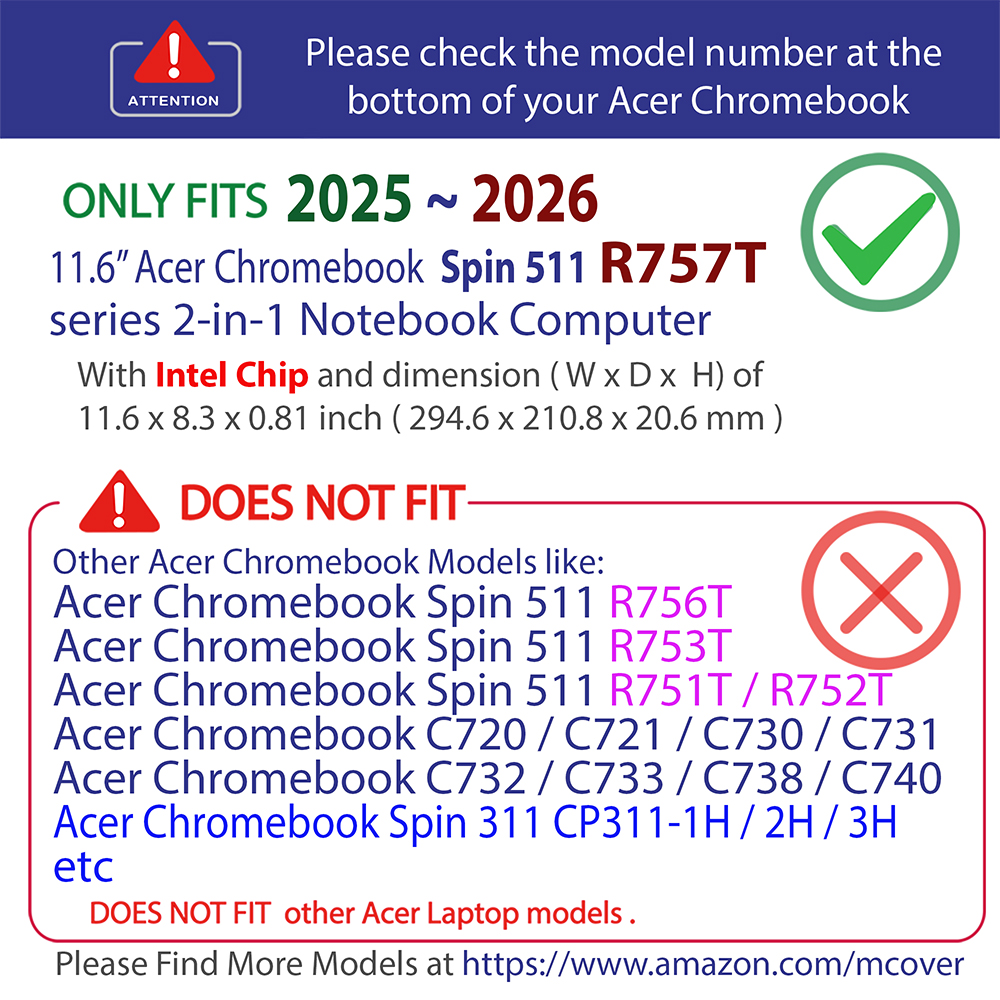 mCover Hard Shell case for Acer Chromebook Spin 511 R757 2-in-1 series Laptops