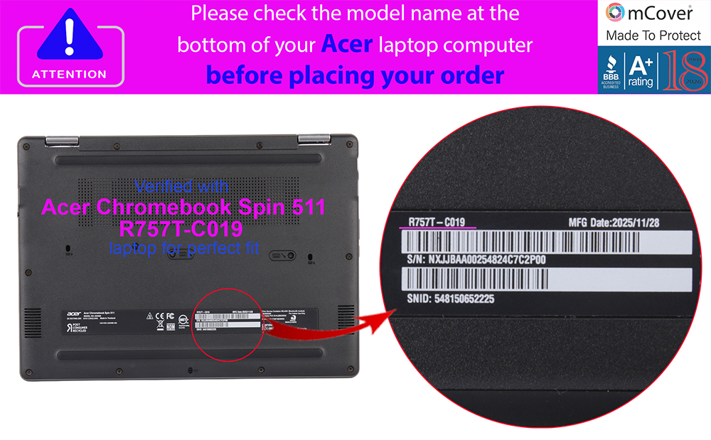 mCover Hard Shell case for Acer Chromebook Spin 511 R757 2-in-1 series Laptops