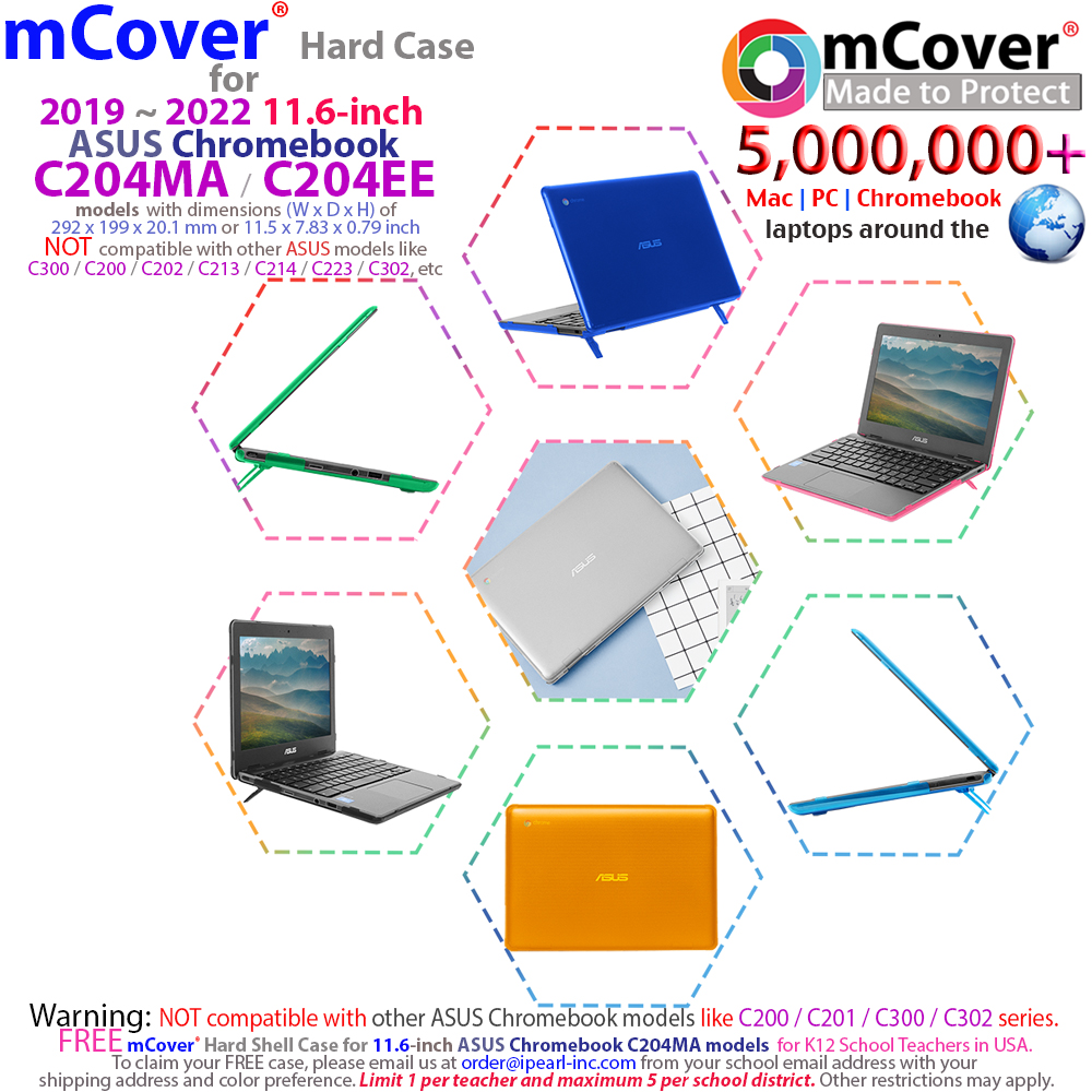 mCover Hard Shell case for 11.6-inch ASUS Chromebook C204MA series
