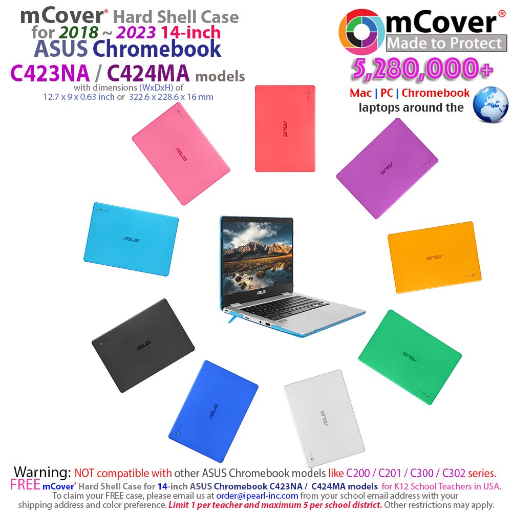 IPearl MCover® Hard Shell Case For 11.6" ASUS Chromebook C223NA / CX22NA Series – Clear (9 Colors Available), Polycarbonate