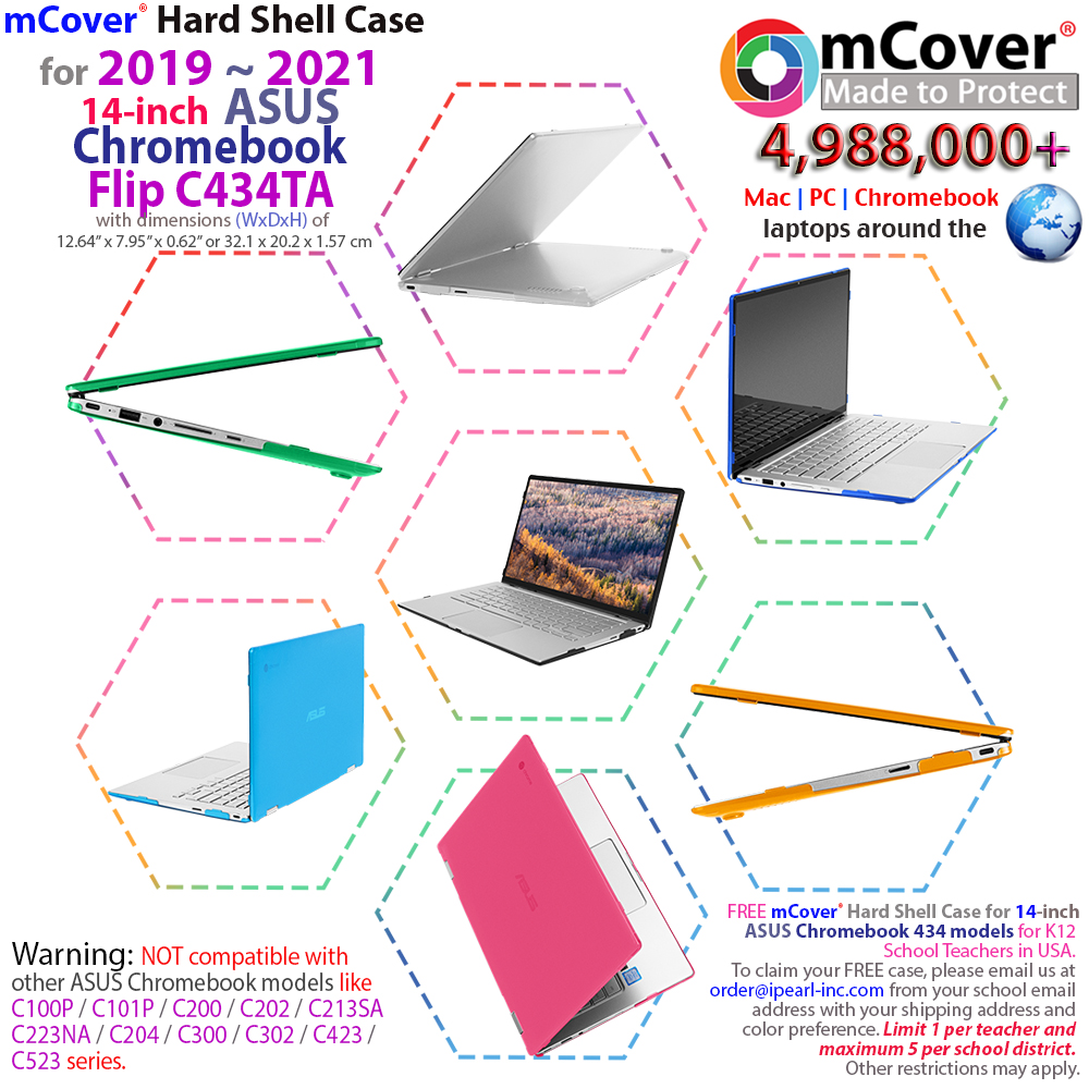mCover Hard Shell case for 14-inch ASUS Chromebook C434NA 2-in-1