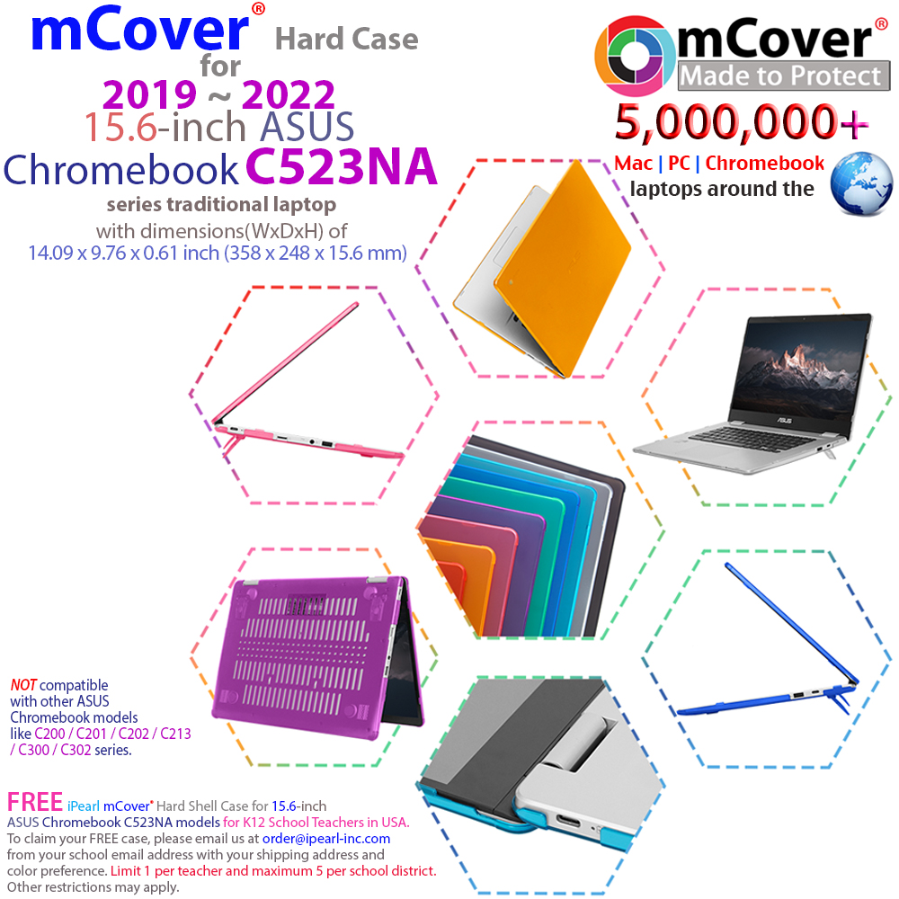 mCover Hard Shell case for 15-inch ASUS Chromebook C523NA series