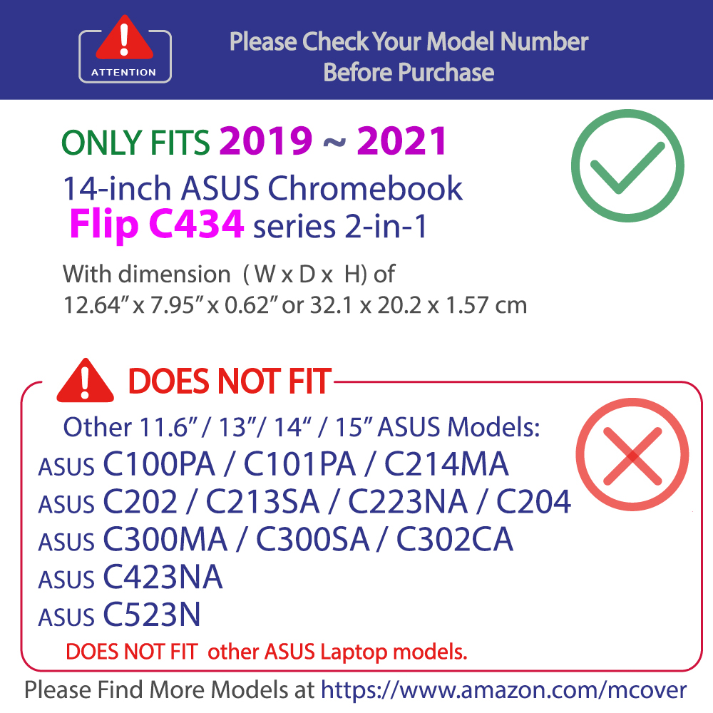 mCover Hard Shell case for 14-inch ASUS Chromebook C434NA 2-in-1
