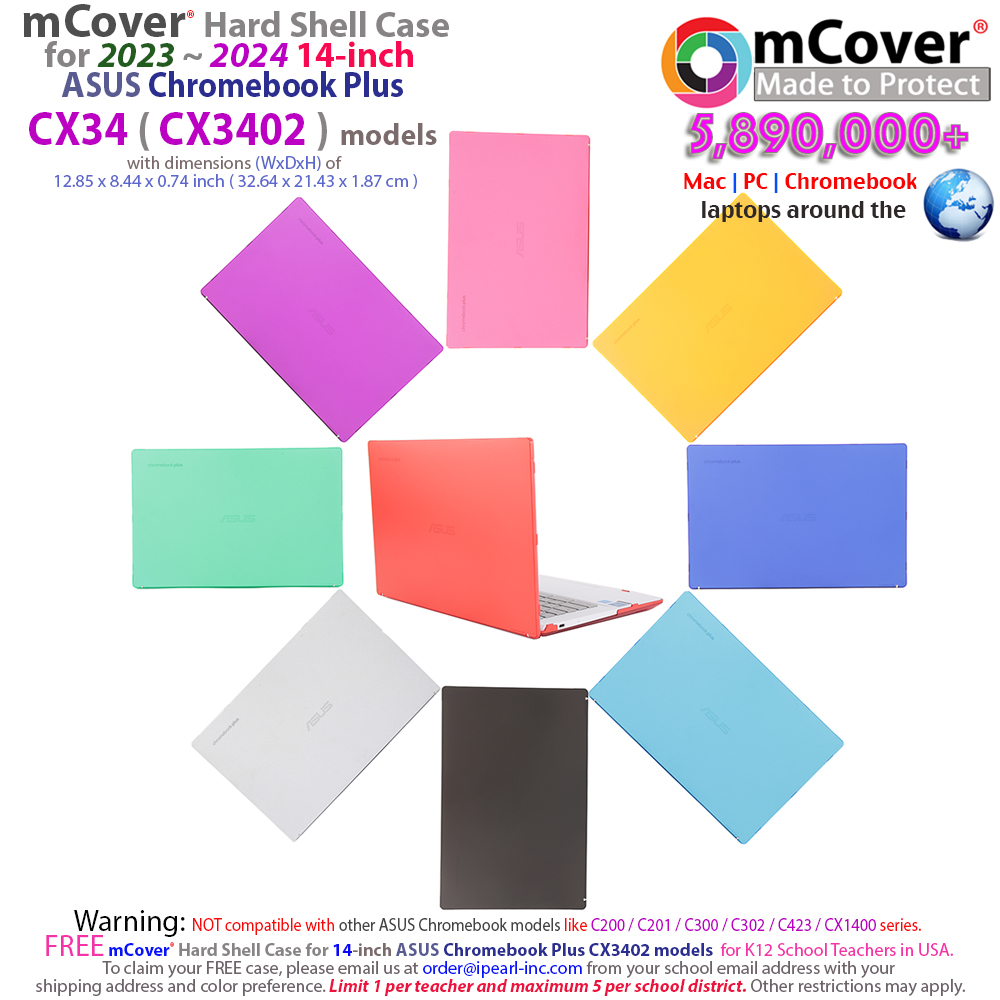 mCover Hard Shell case for 14-inch ASUS Chromebook Plus CX3402 series