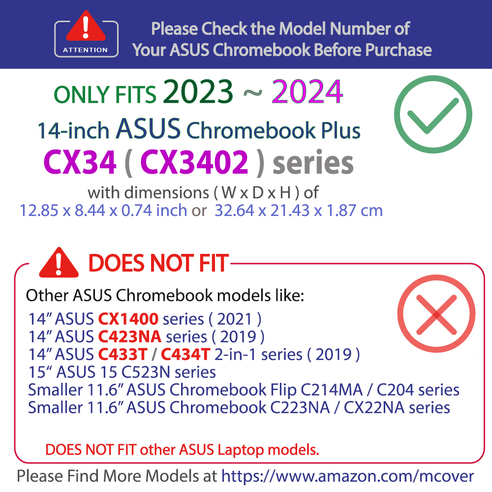 mCover Hard Shell case for 14-inch ASUS Chromebook Plus CX3402 series