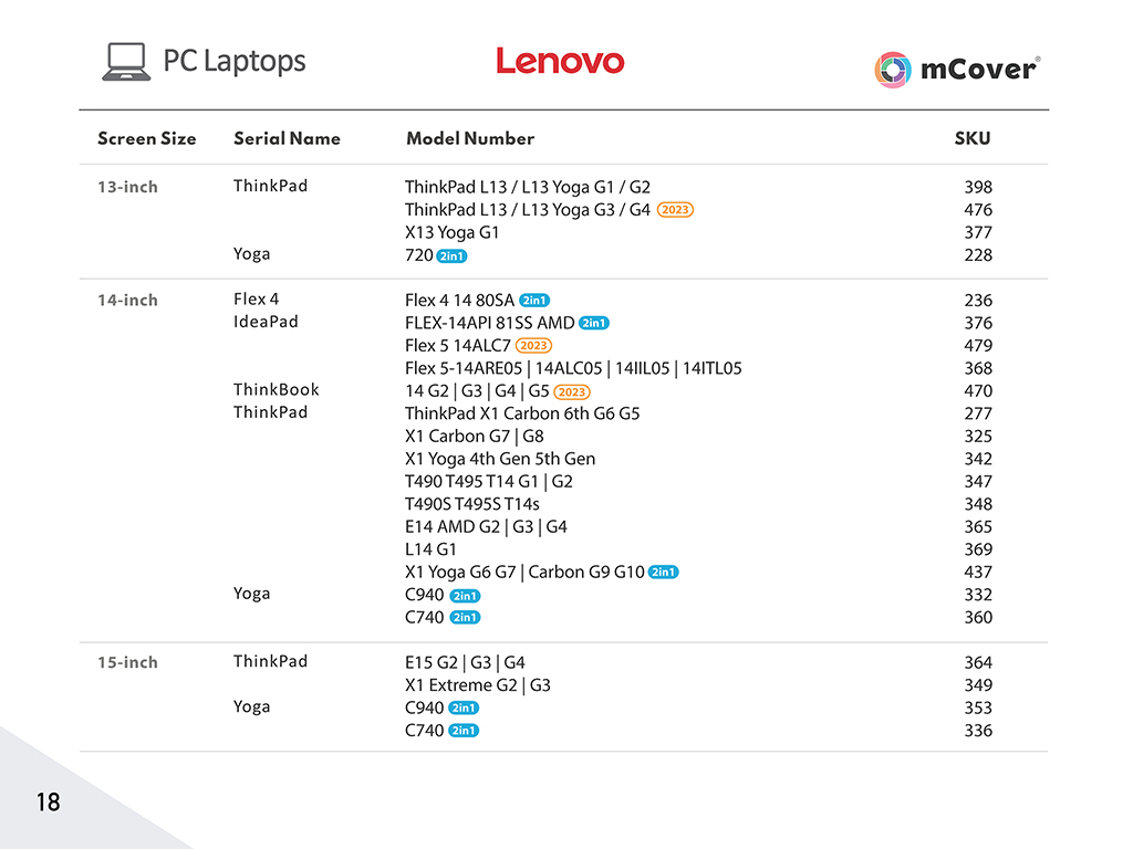 18 - mCover for Lenovo Windows laptops