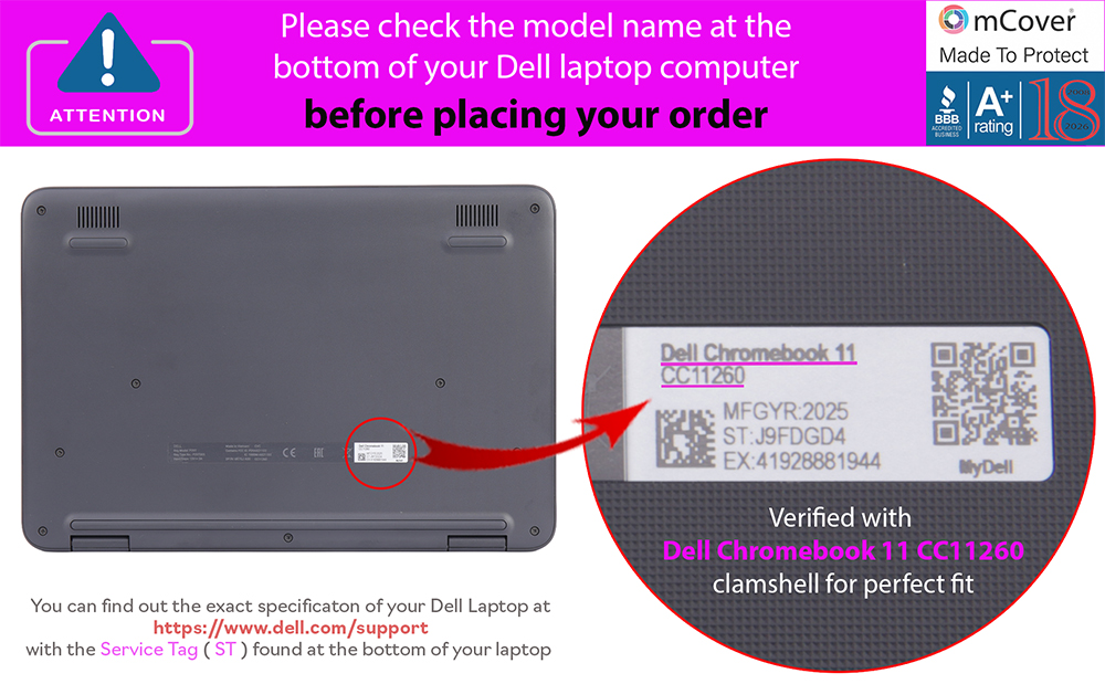 mCover Hard case for 2026+ 11.6-inch Dell Chromebook 11 CC11260