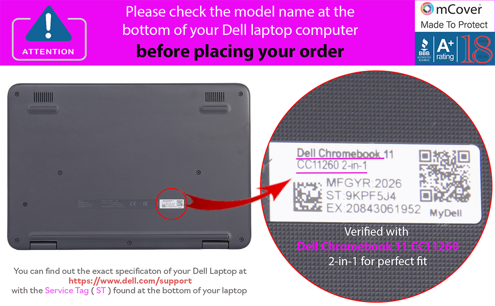 mCover Hard case for 2026+ 11.6-inch Dell Chromebook 11 CC11260 2-in-1