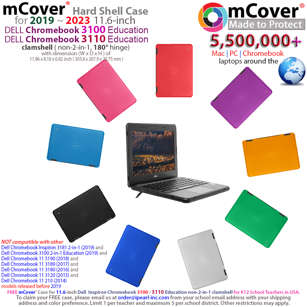 mCover® Hard shell case for 2019 ~ 2022 Dell Chromebook 11 3100 non-2-in-1  Education Clamshell Laptops