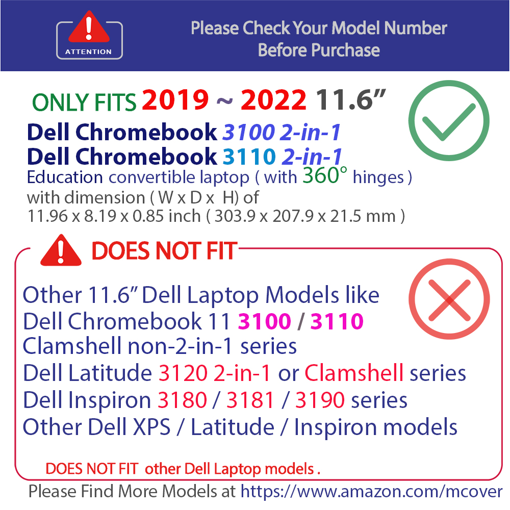 mCover Hard Shell case for 11.6-inch Dell Chromebook 11 3100 2in1 series released in 2019