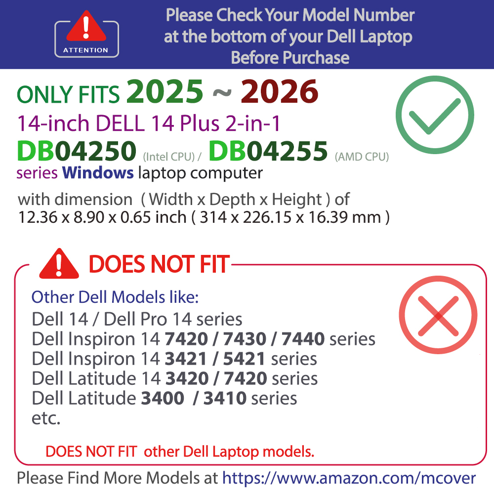 mCover Hard case for 14-inch Dell 14 Plus DB04250 DB04255 Windows laptop