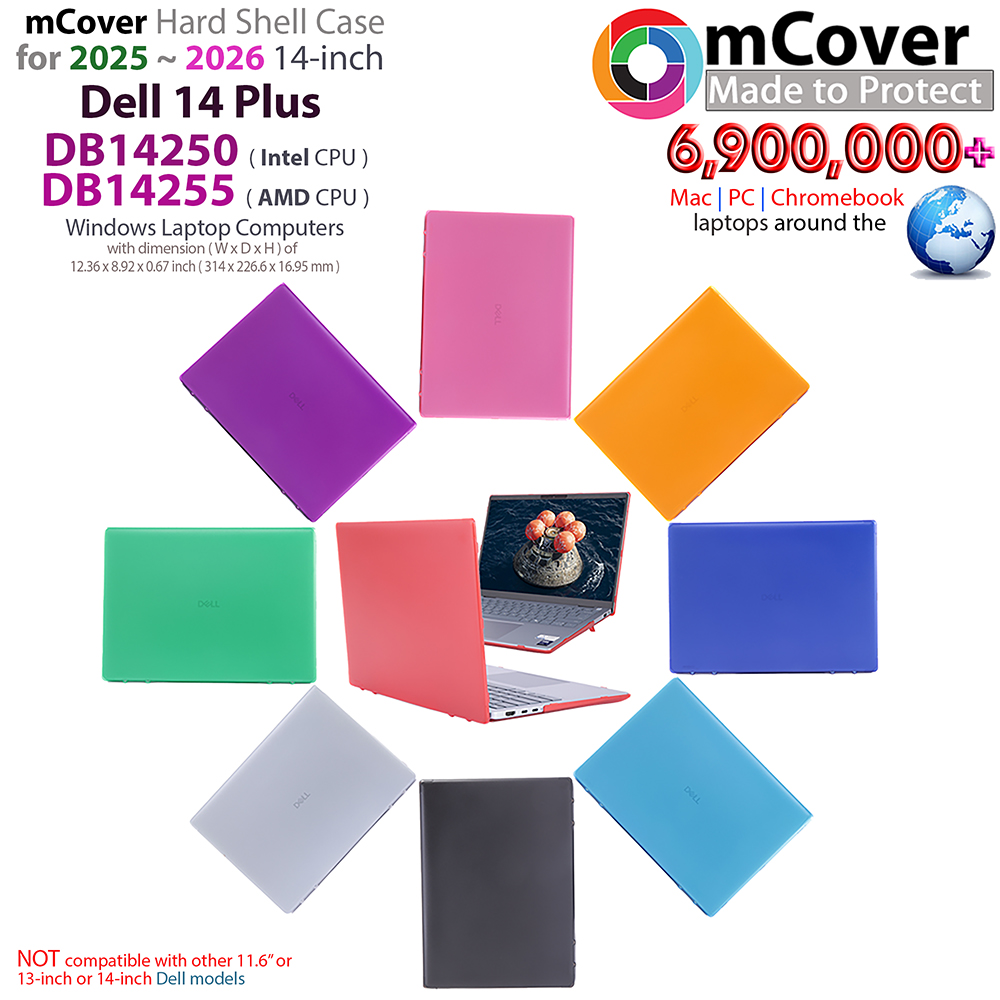 mCover Hard Shell case for 2025 2026 14-inch Dell 14 Plus DB14250 DB14255 series Windows Laptop