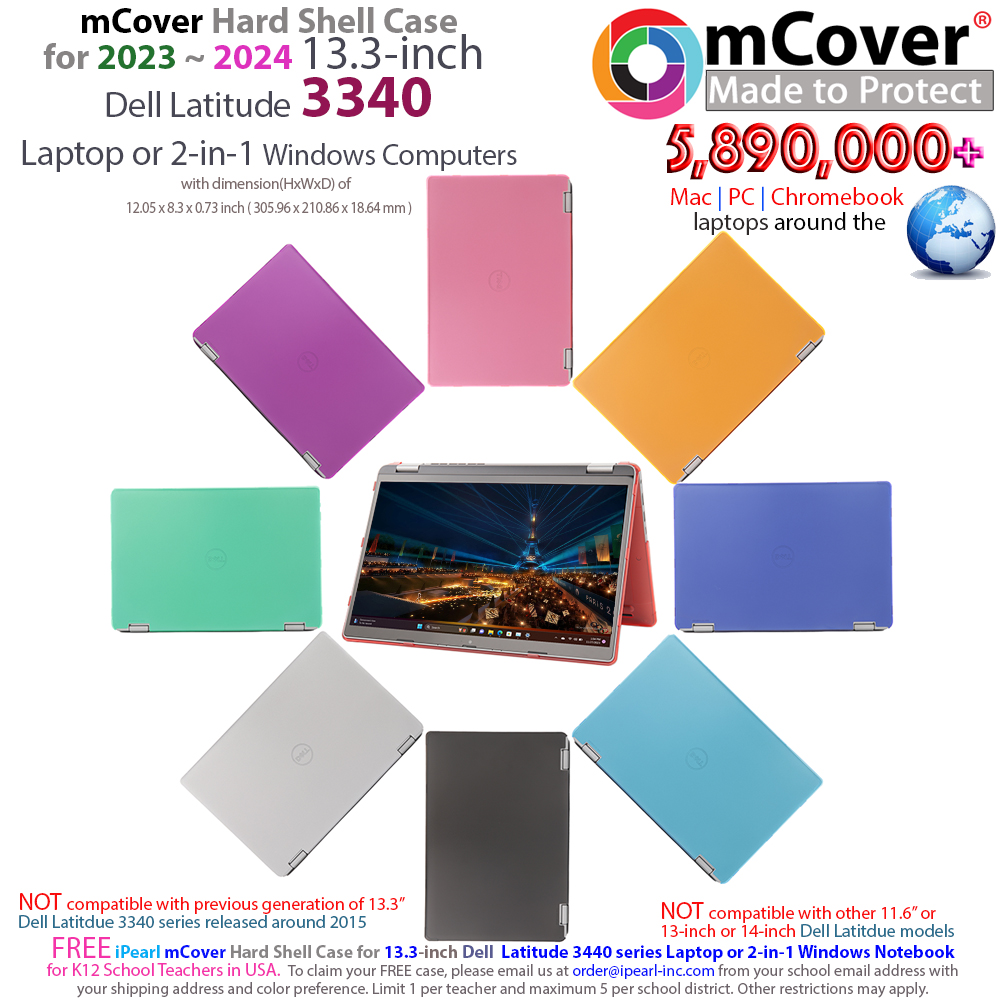 mCover for 13.3-inch Dell Latidue 3340 laptop or 2-in-1 Windows Notebook