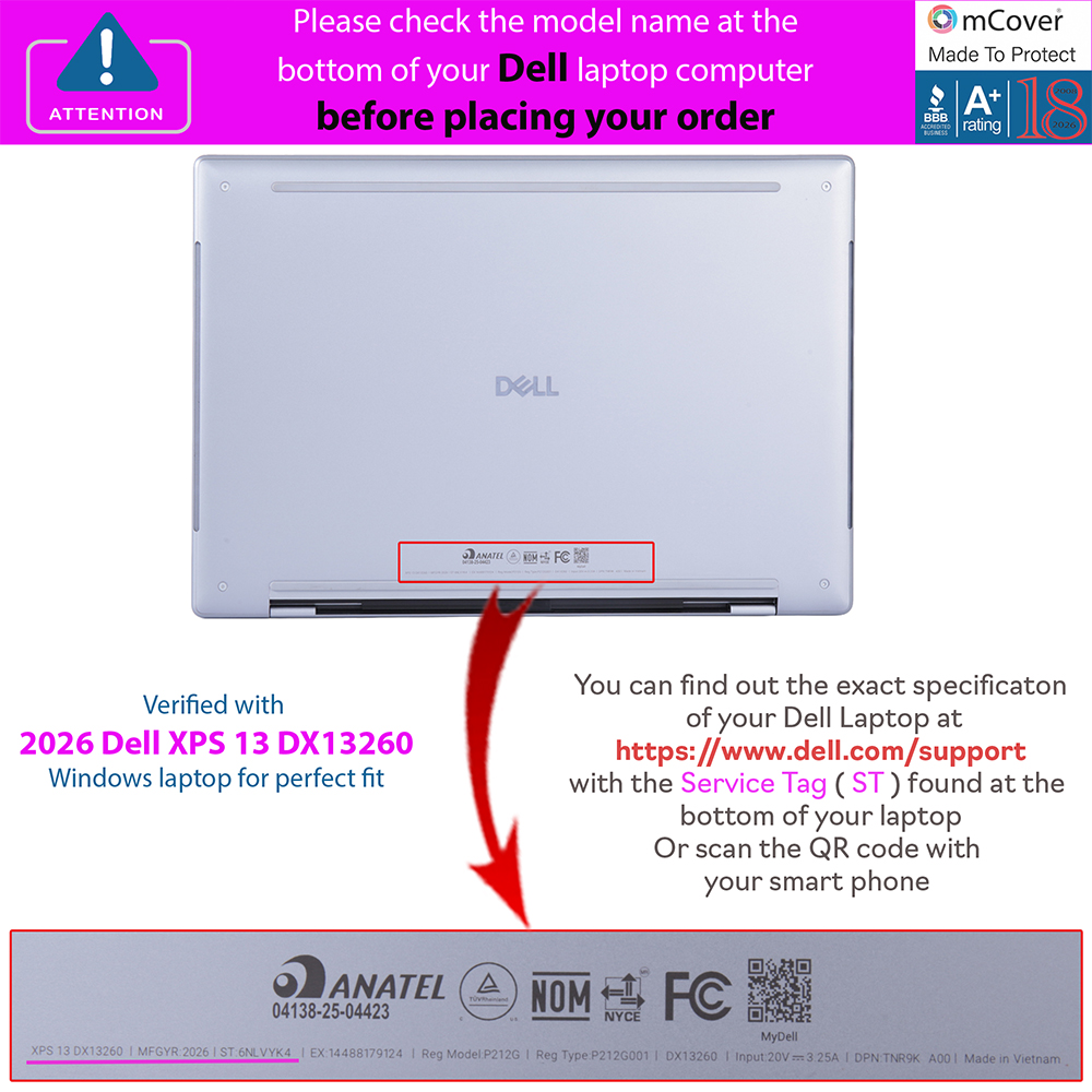 mCover Hard Shell case for 13.4-inch Dell XPS 13 DX13260 series Windows Laptop