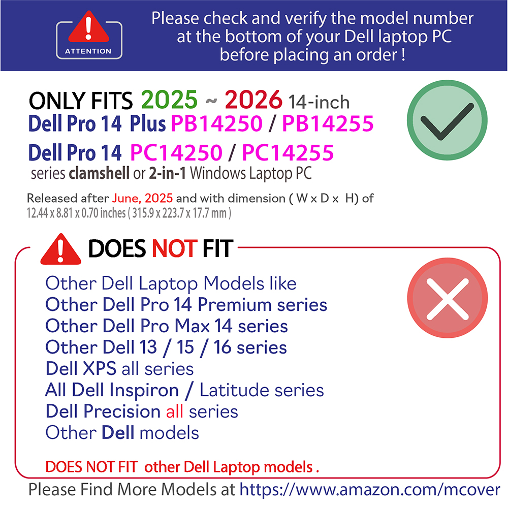 mCover Hard case for Dell Pro 14 PC13255 | PC13250 Windows laptop